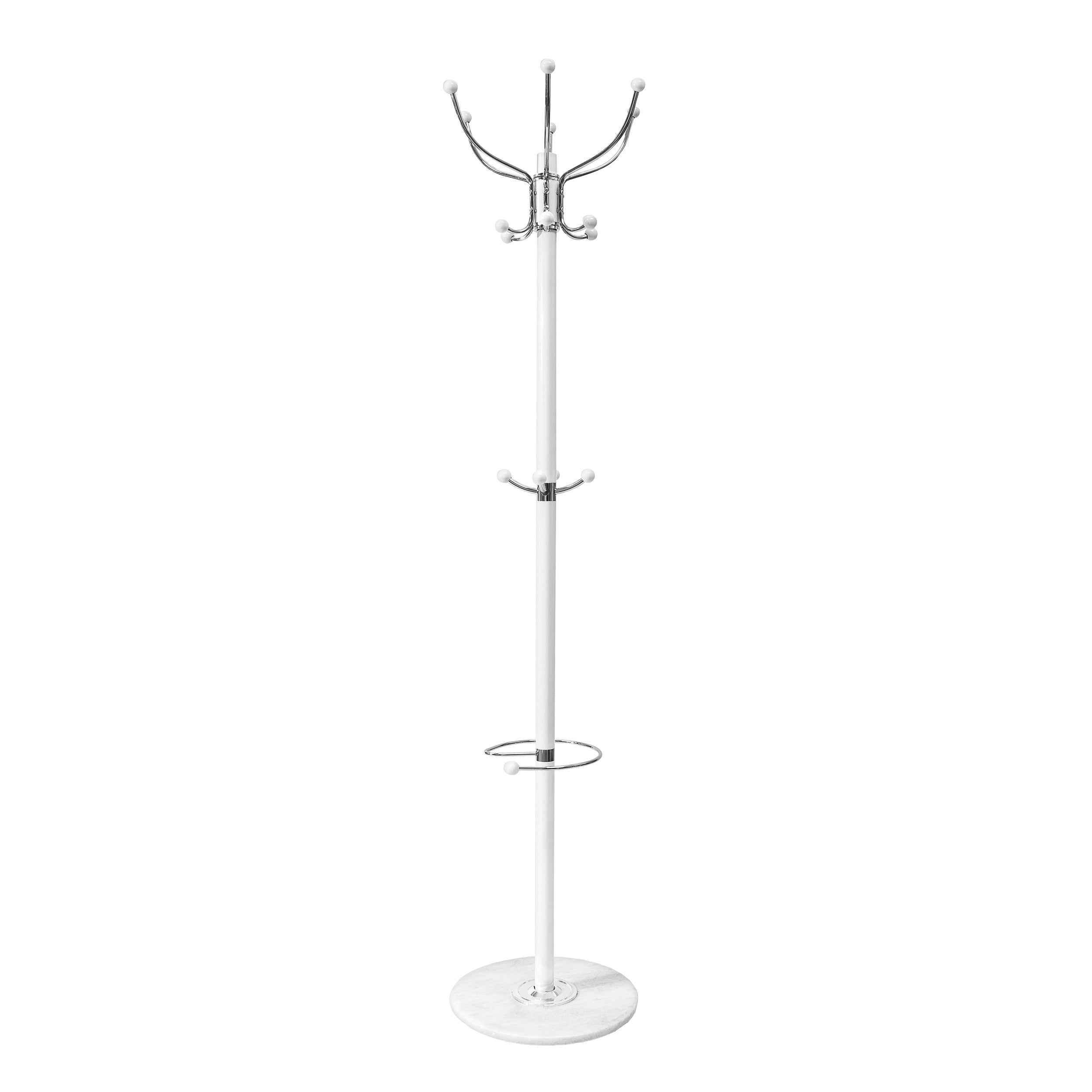 VESTIAMO CASA - Appendiabiti da terra in metallo Bianco con 17 ganci - h175 cm diametro 36,5 cm